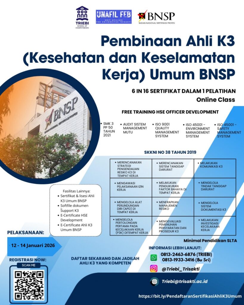 daftar sertifikasi K3 BNSP TRIEBI